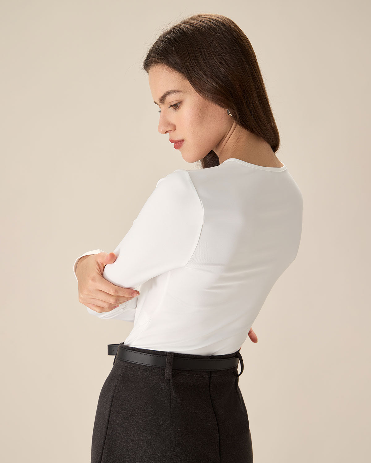Belltoile™ Beyaz Kontrastlı İlmek İnce Tişört