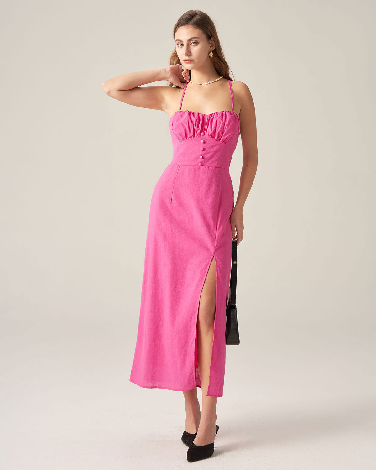 Belltoile™ Kırmızı Dantelli Sırtı Açık Slip Midi Elbise