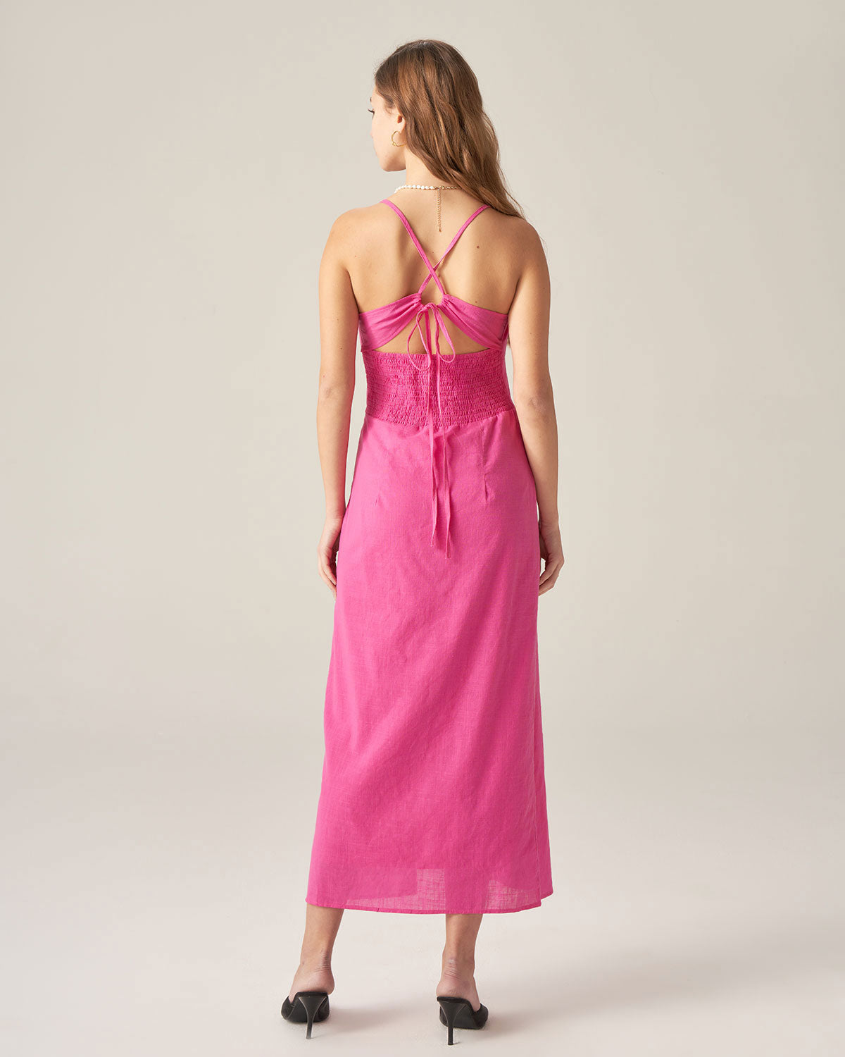 Belltoile™ Kırmızı Dantelli Sırtı Açık Slip Midi Elbise