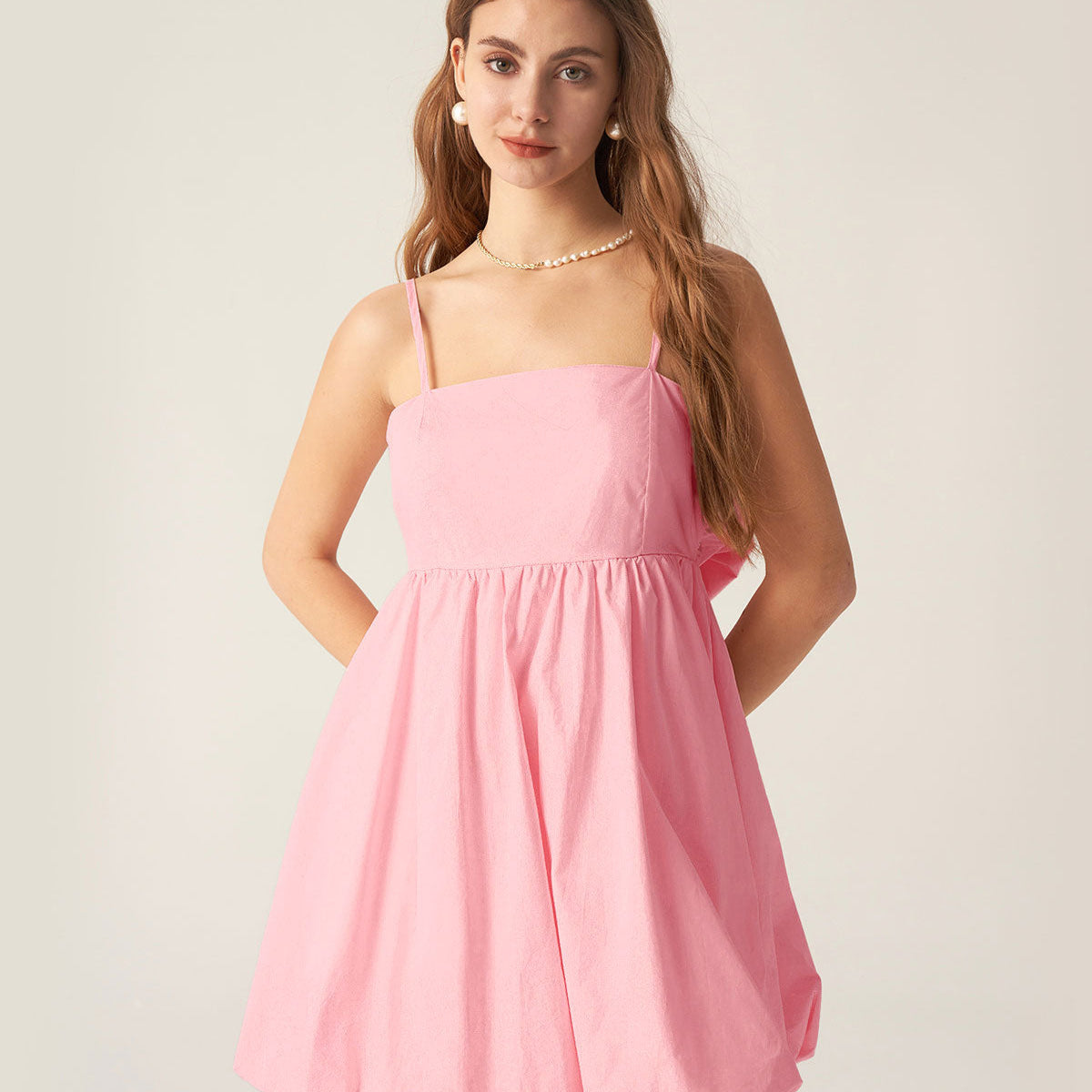 Belltoile™ Pembe Fiyonklu Dantelli Slip Mini Elbise