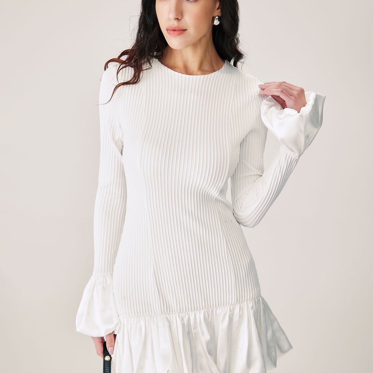 Belltoile™ Beyaz Ekleme Kazak Mini Elbise