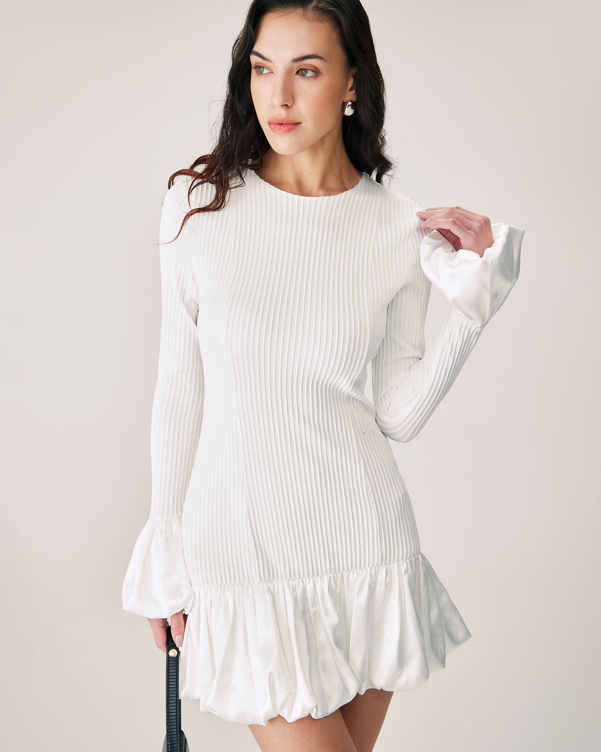 Belltoile™ Beyaz Ekleme Kazak Mini Elbise