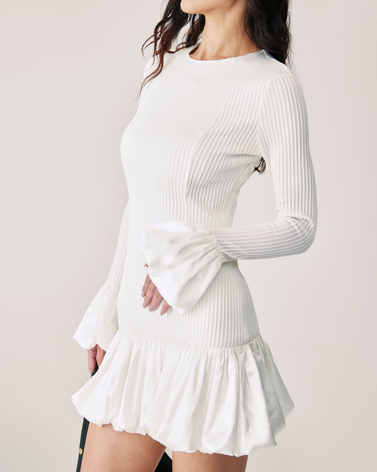 Belltoile™ Beyaz Ekleme Kazak Mini Elbise