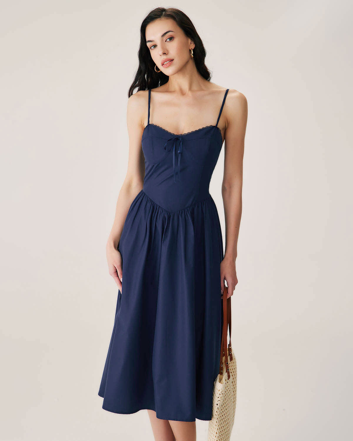 Belltoile™ Lacivert Büzgülü Slip Midi Elbise
