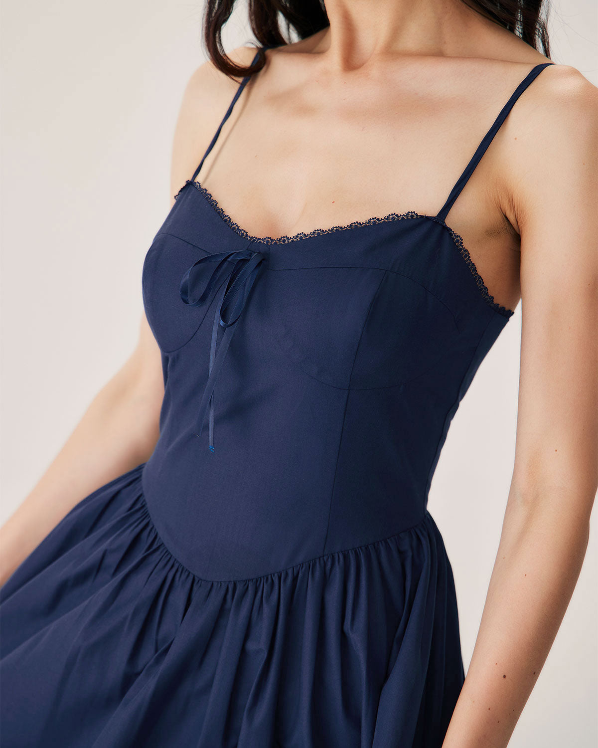 Belltoile™ Lacivert Büzgülü Slip Midi Elbise