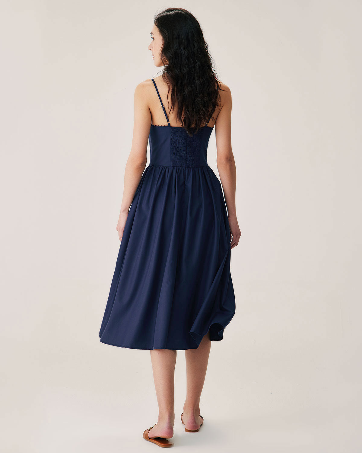 Belltoile™ Lacivert Büzgülü Slip Midi Elbise