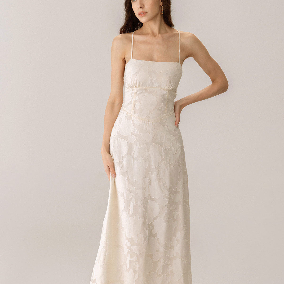 Belltoile Kayısı Jakarlı Korse Slip Maxi Elbise