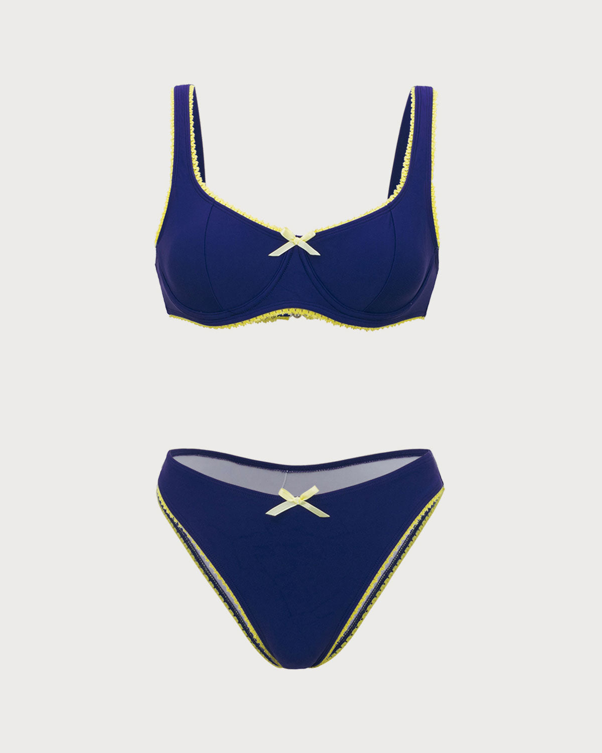 Belltoile™ Mavi Dantelli Kontrast Balenli Bikini Takımı