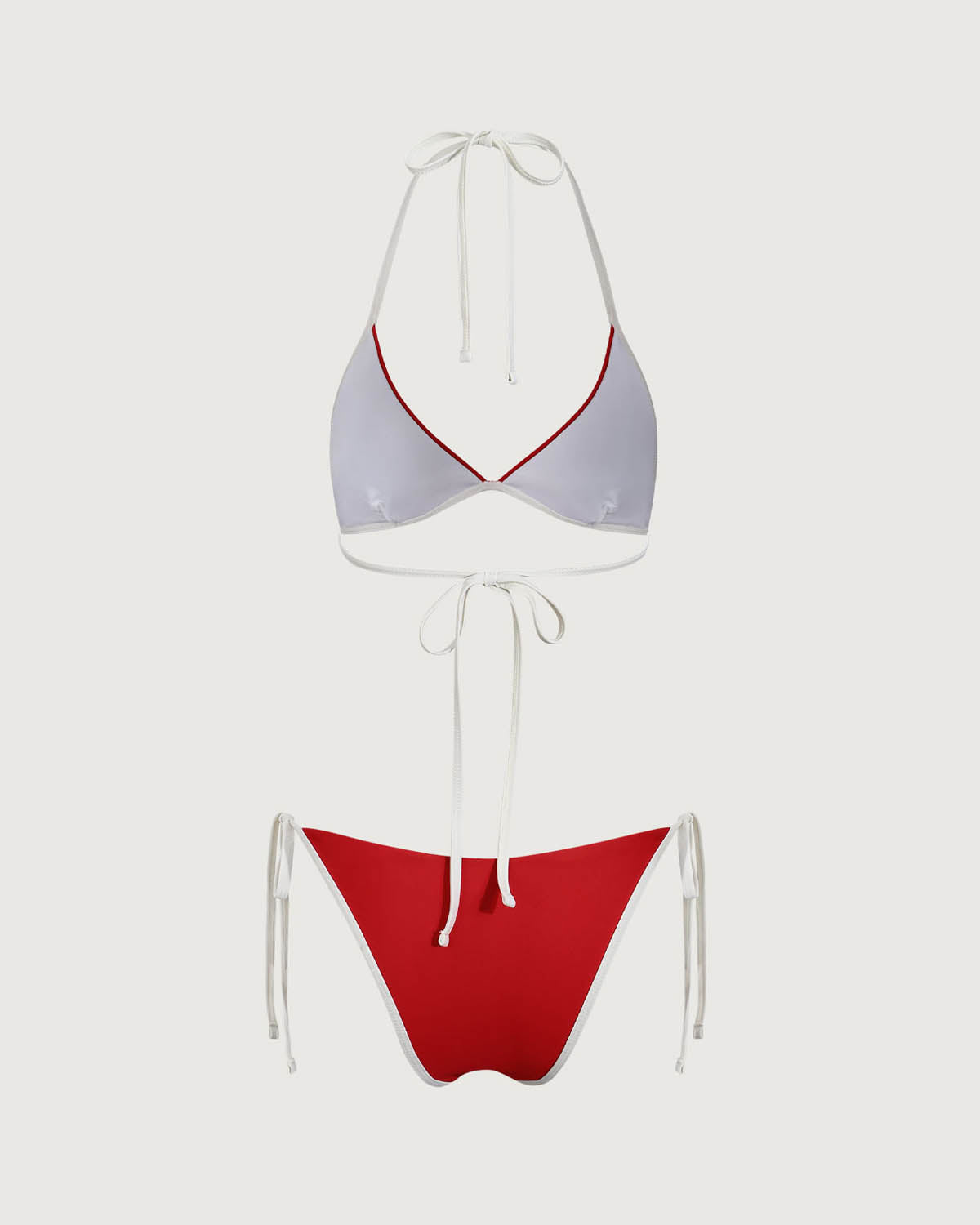 Belltoile Kırmızı Kontrastlı Boyundan Bağlamalı Üçgen Bikini Takımı