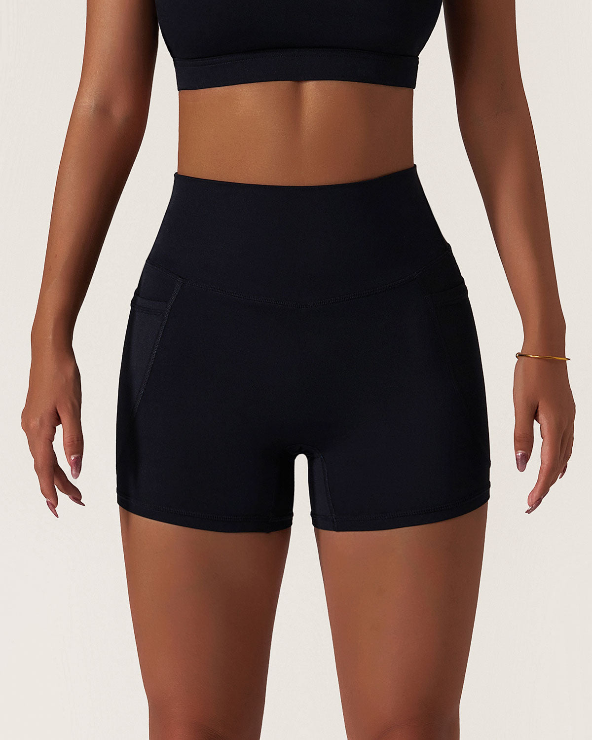 Belltoile™ Siyah Cepli Yüksek Bel Yoga Şort