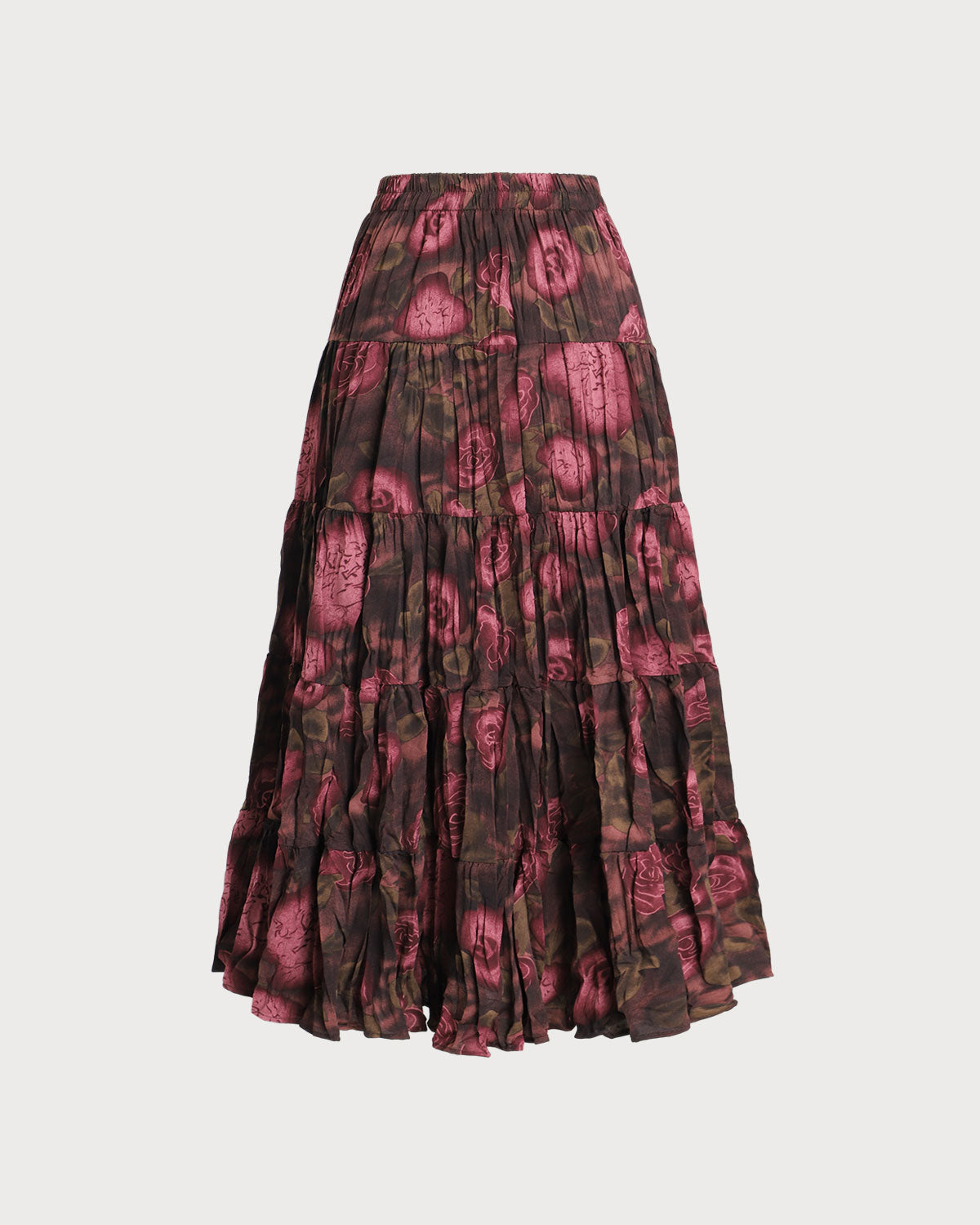 Belltoile™ Pembe Çiçekli Beli Pileli Midi Etek