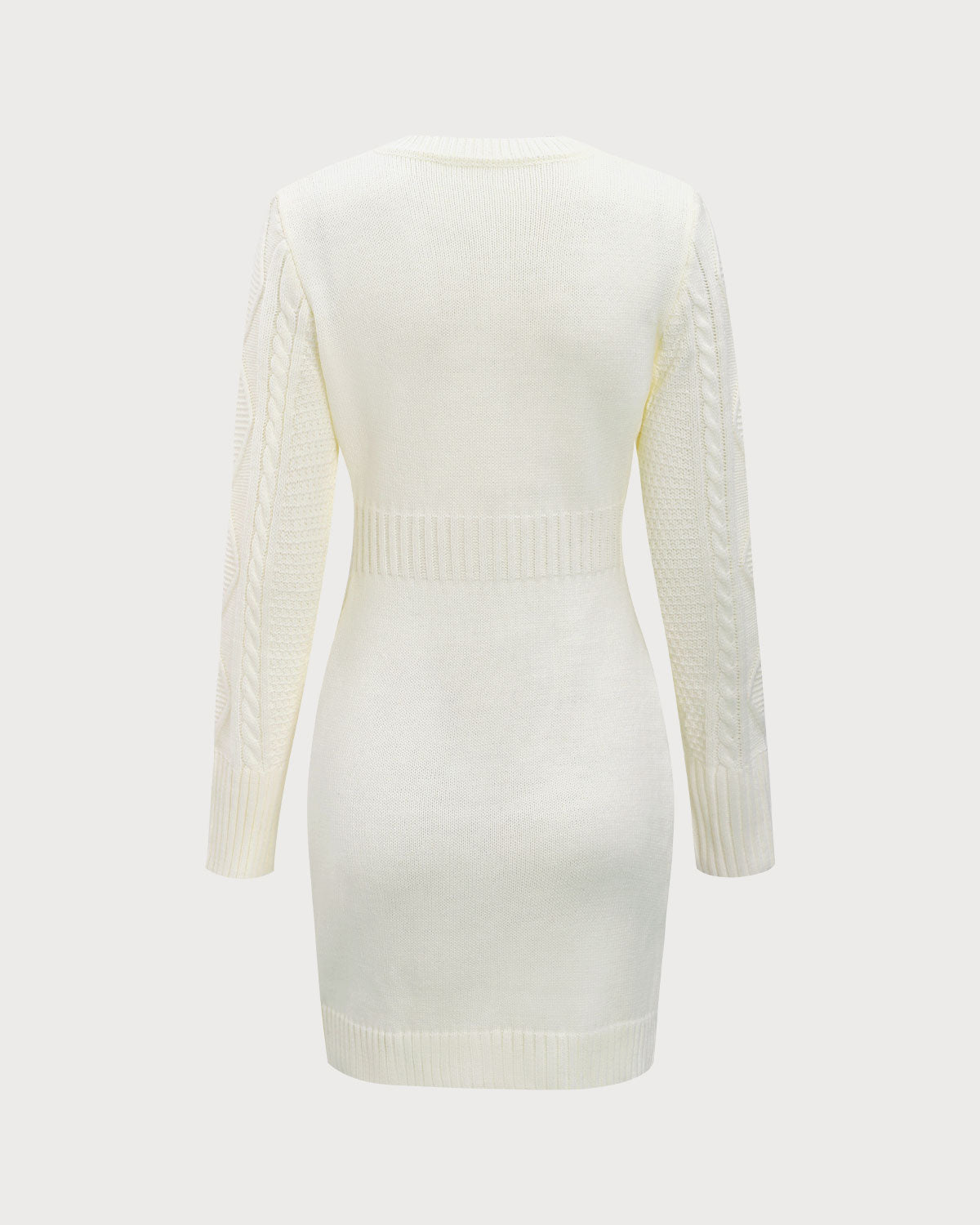 Belltoile™ Beyaz Yuvarlak Yaka Bodycon Kazak Elbise