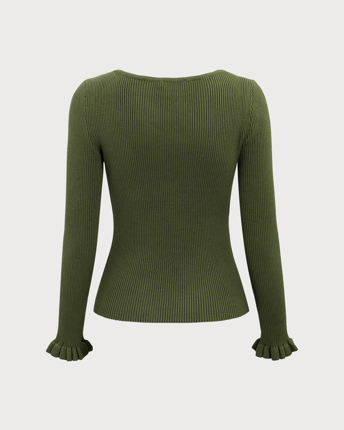 Belltoile™ Yeşil Kayık Yaka Fırfırlı Slim Tişört