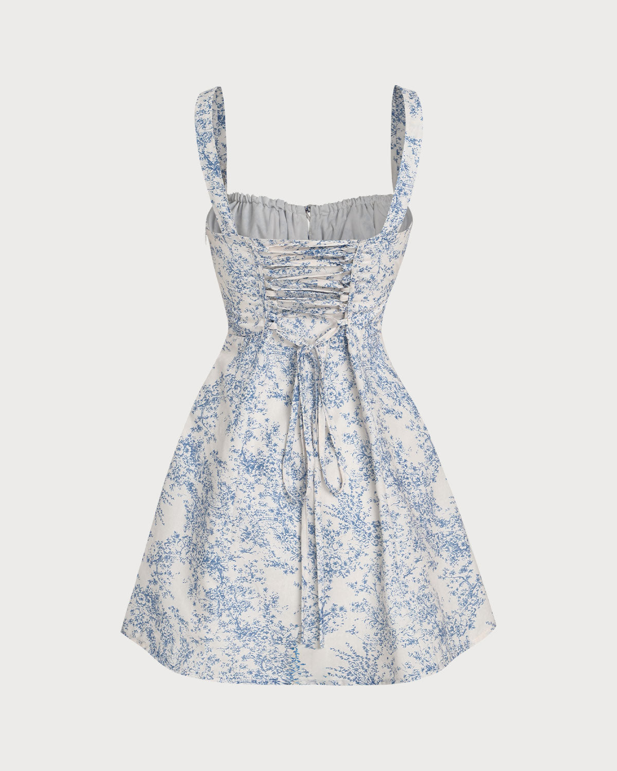 Belltoile Mavi Çiçekli Dantelli Slip Korse Mini Elbise