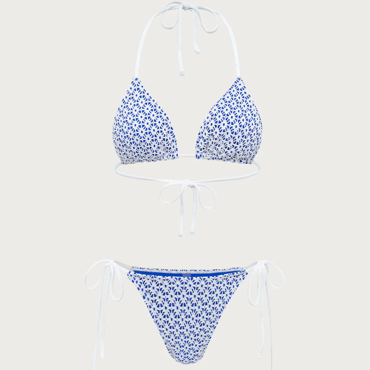 Belltoile™ Mavi Geometrik Üçgen İpli Bikini Takımı