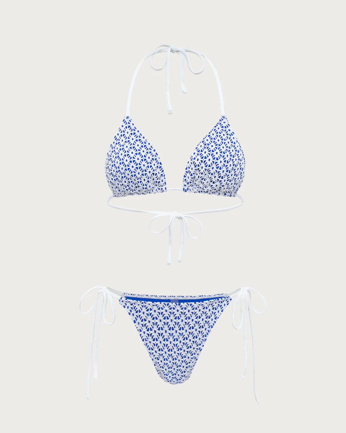 Belltoile™ Mavi Geometrik Üçgen İpli Bikini Takımı
