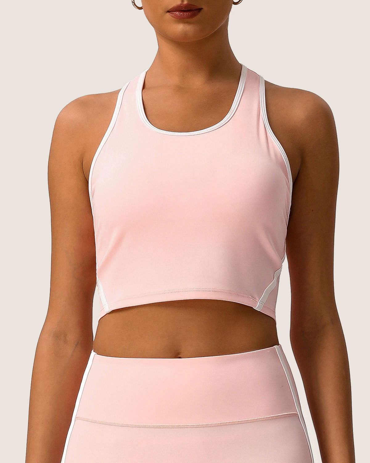 Belltoile™ Pembe Yuvarlak Yaka Yoga Atleti - Hafif Destekli