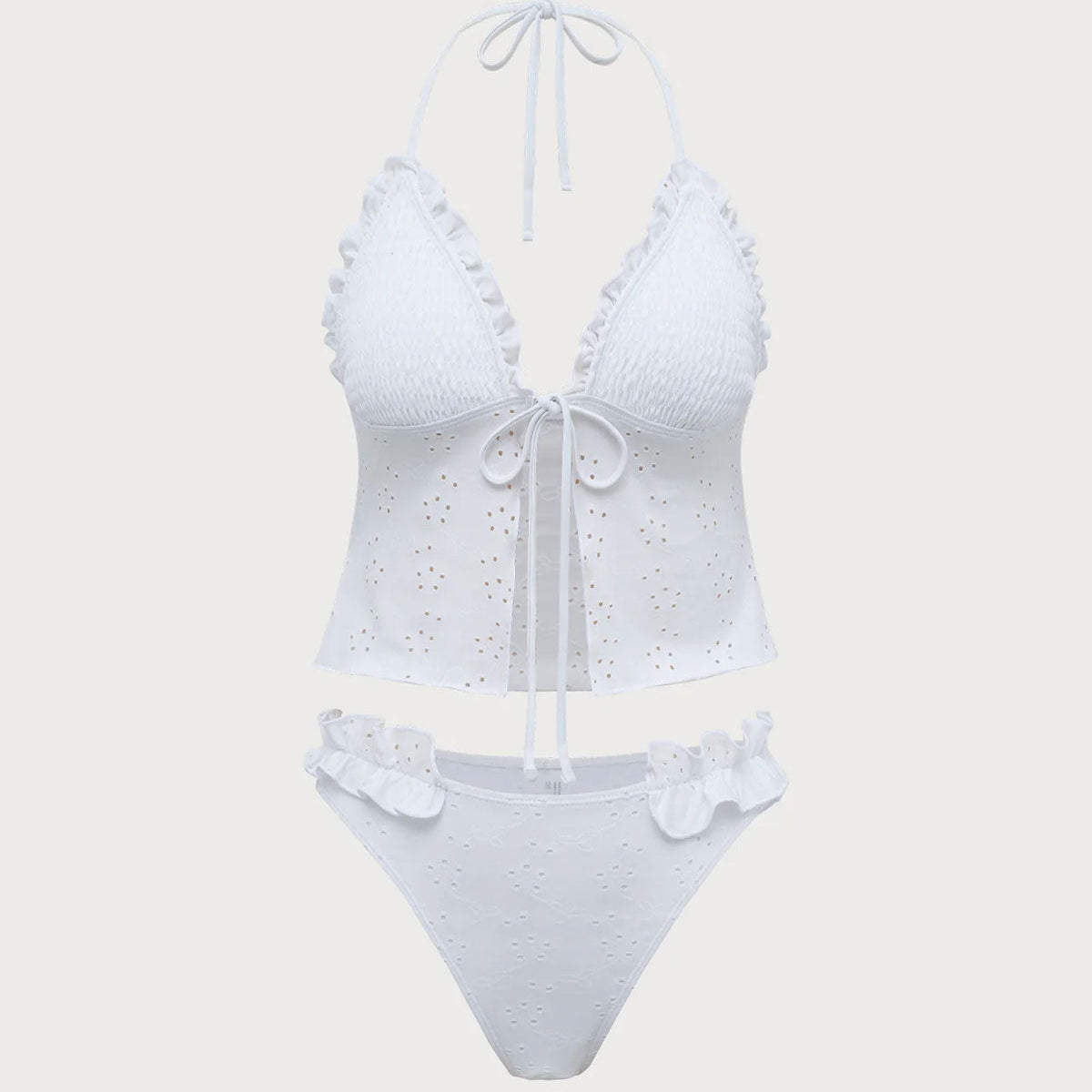 Belltoile™ Beyaz Fırfırlı Tankini Mayo