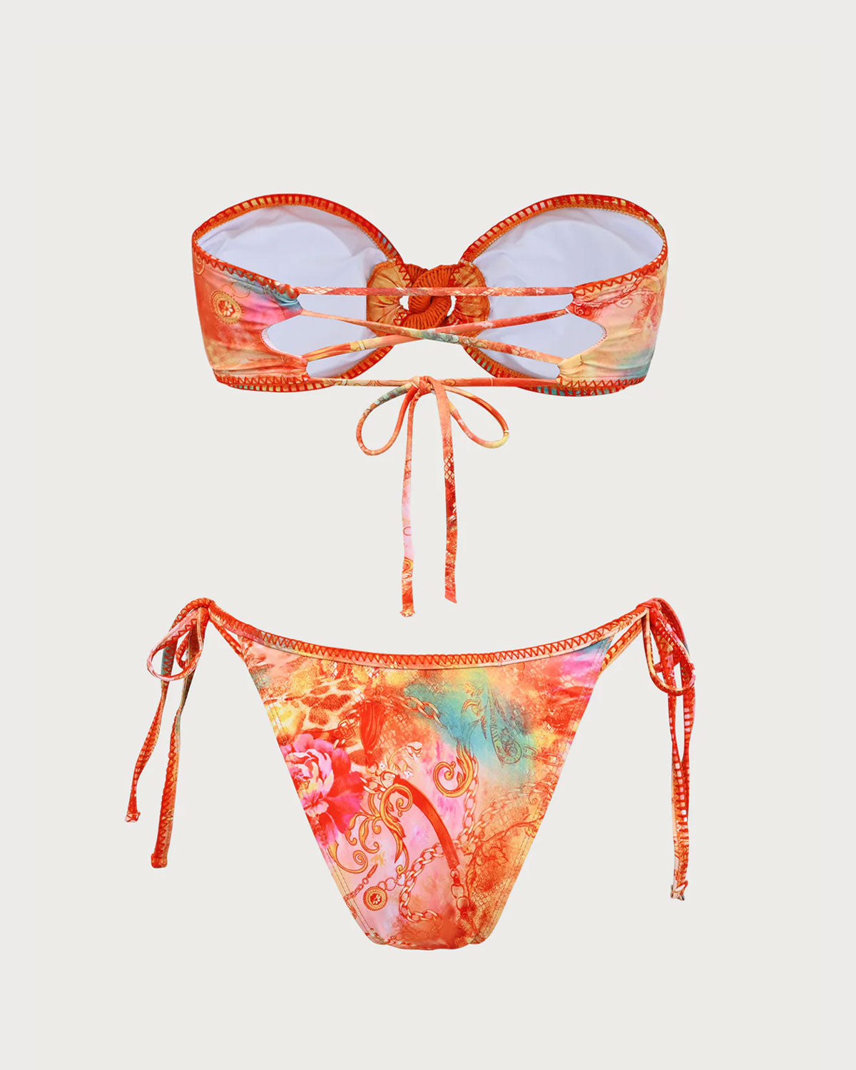 Belltoile™ Turuncu Çiçekli Bandeau Bikini Seti