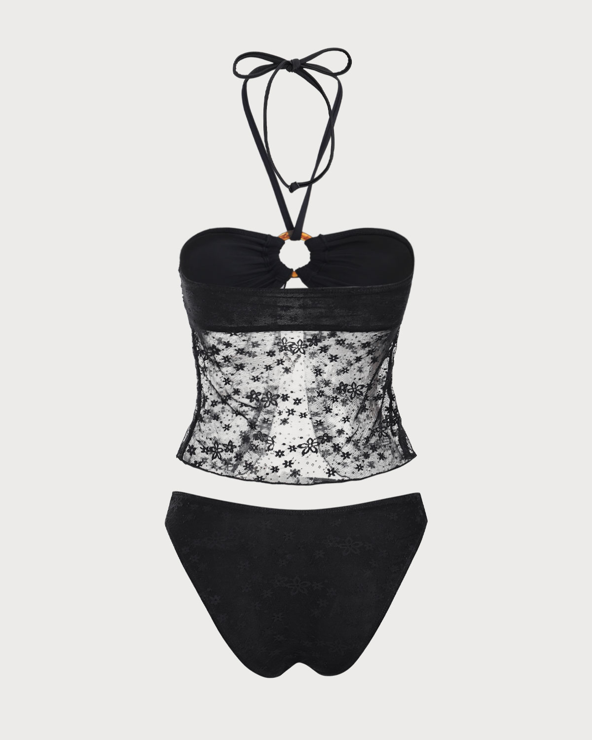 Belltoile™ Siyah Dantelli Boyundan Bağlamalı Tankini Mayo