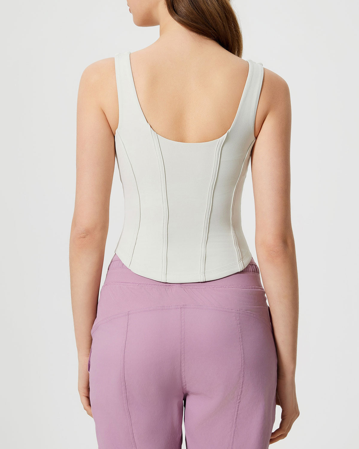 Belltoile™ Beyaz Yuvarlak Yaka Yoga Atleti