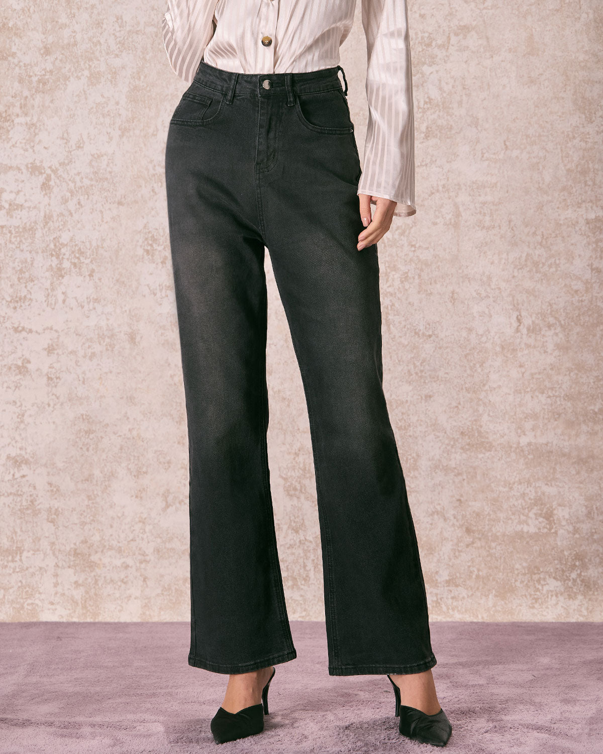Belltoile™ Siyah Yüksek Bel Geniş Paça Jean