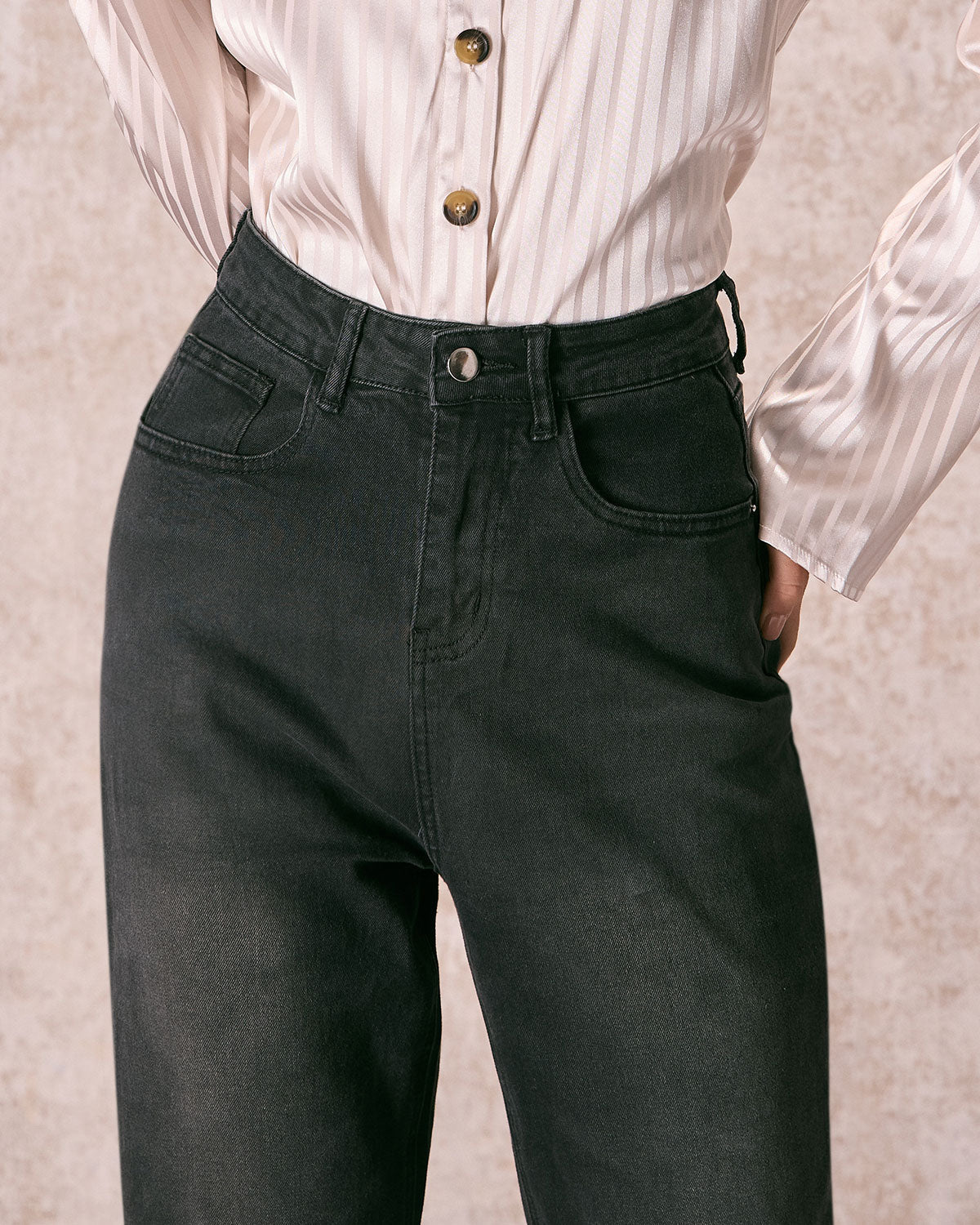 Belltoile™ Siyah Yüksek Bel Geniş Paça Jean