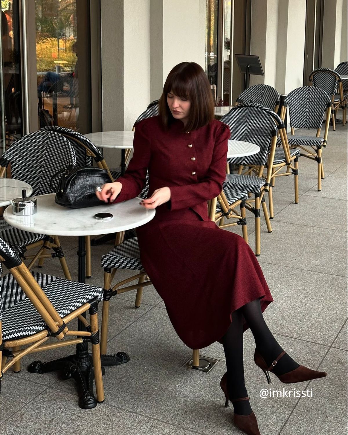 Belltoile™ Bordo Retro Tek Sıra Düğmeli Tüvit Ceket