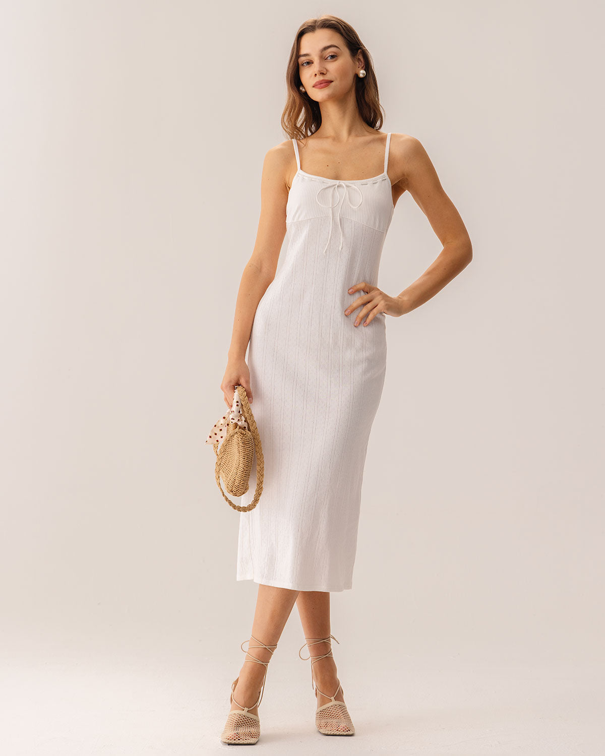 Belltoile™ Beyaz Bodycon Yırtmaçlı Slip Midi Elbise