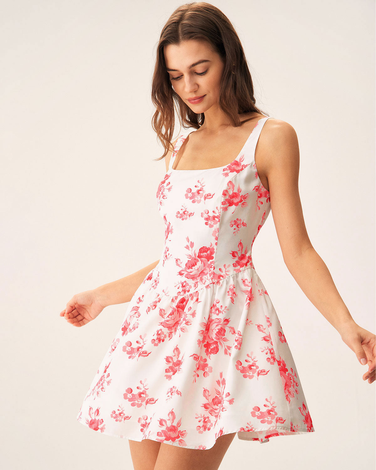 Belltoile™ Pembe Çiçekli Dantelli Mini Elbise