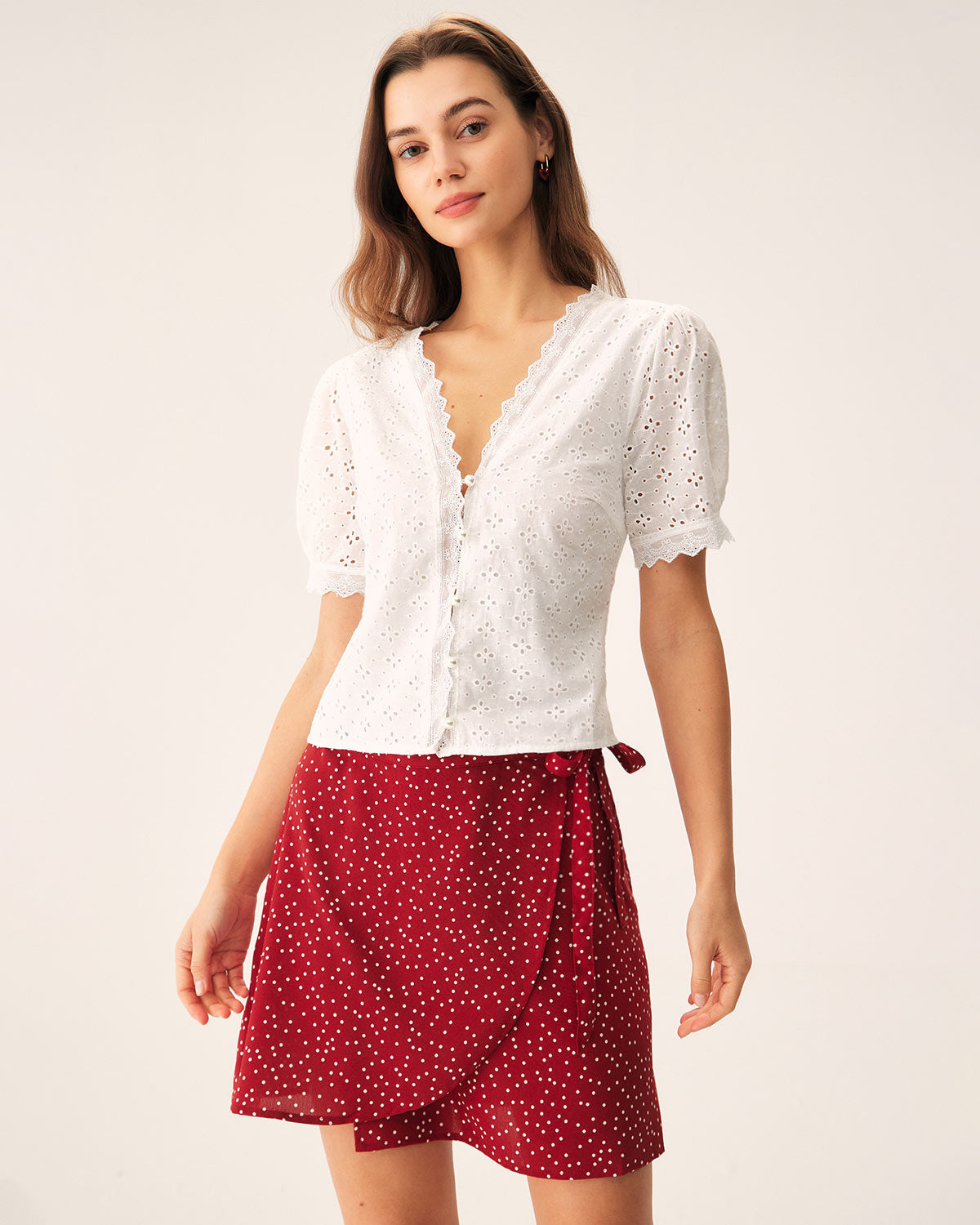 Belltoile™ Beyaz Nakışlı Kolları Kabarık Bluz