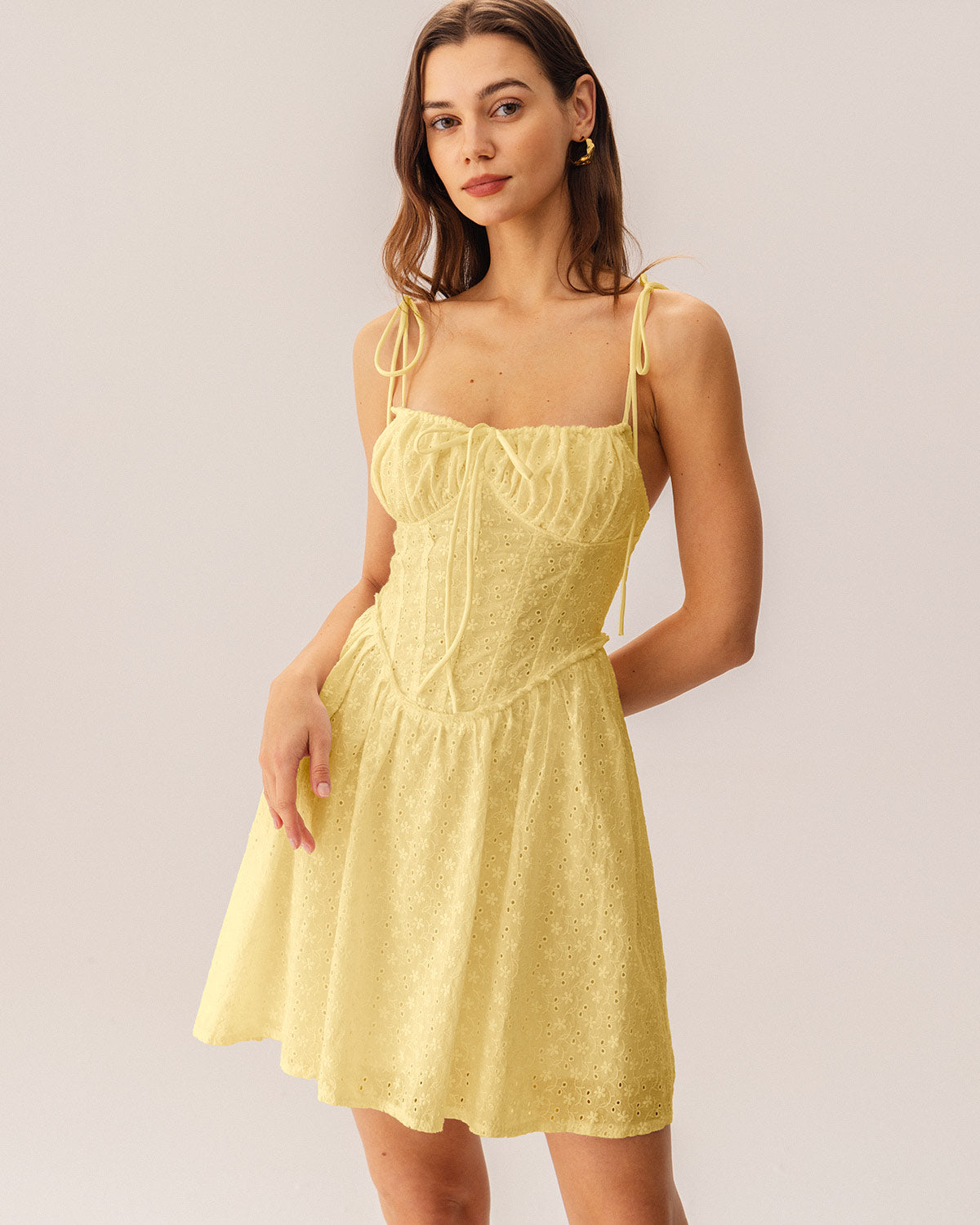 Belltoile™ Sarı Dantelli Korse Slip Mini Elbise