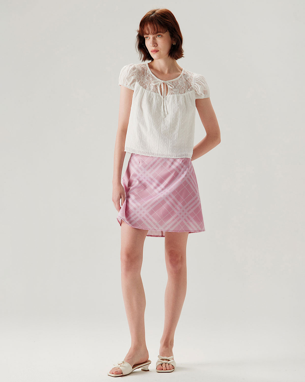 Belltoile™ Pembe Ekose A Kesim Mini Etek