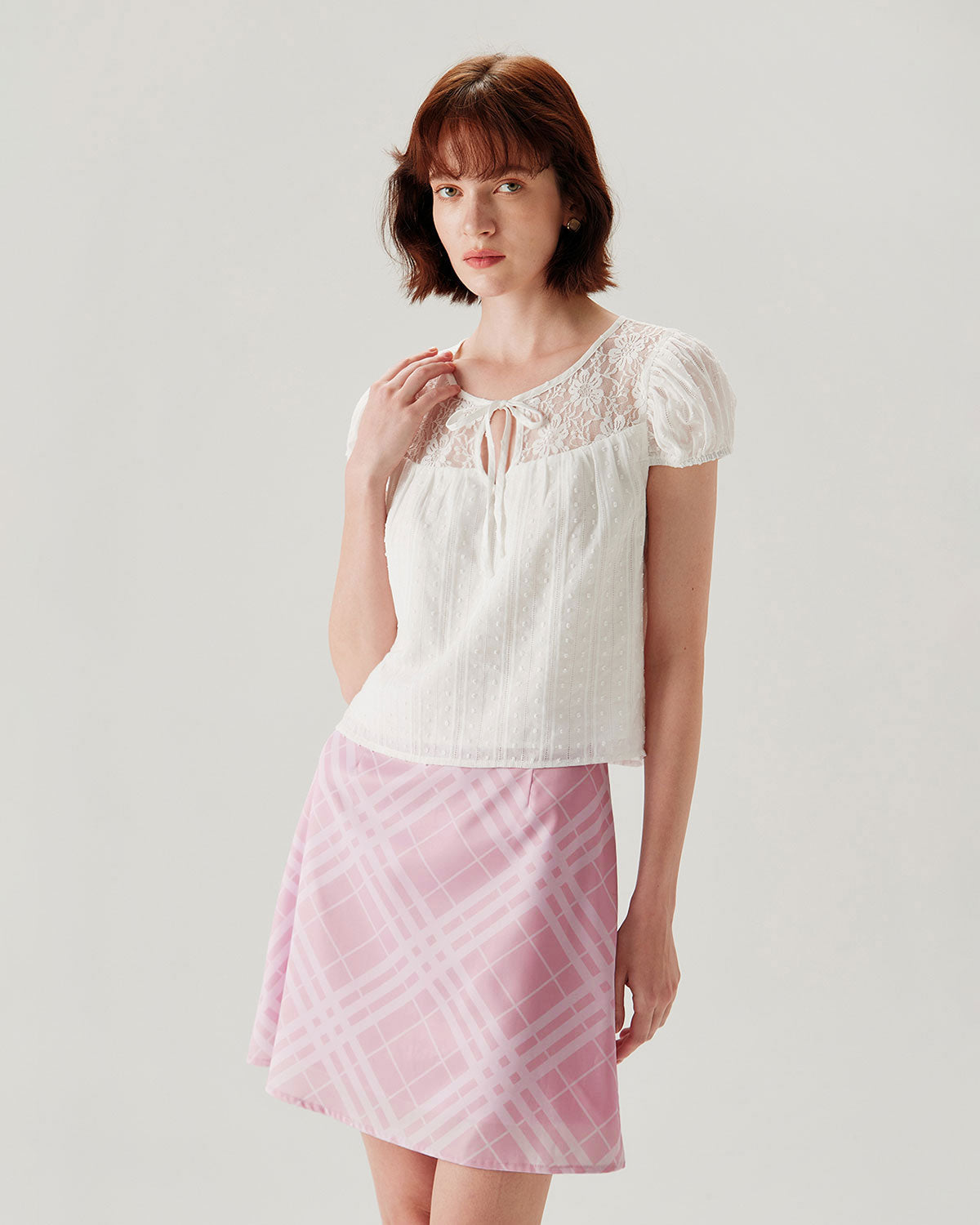 Belltoile™ Pembe Ekose A Kesim Mini Etek