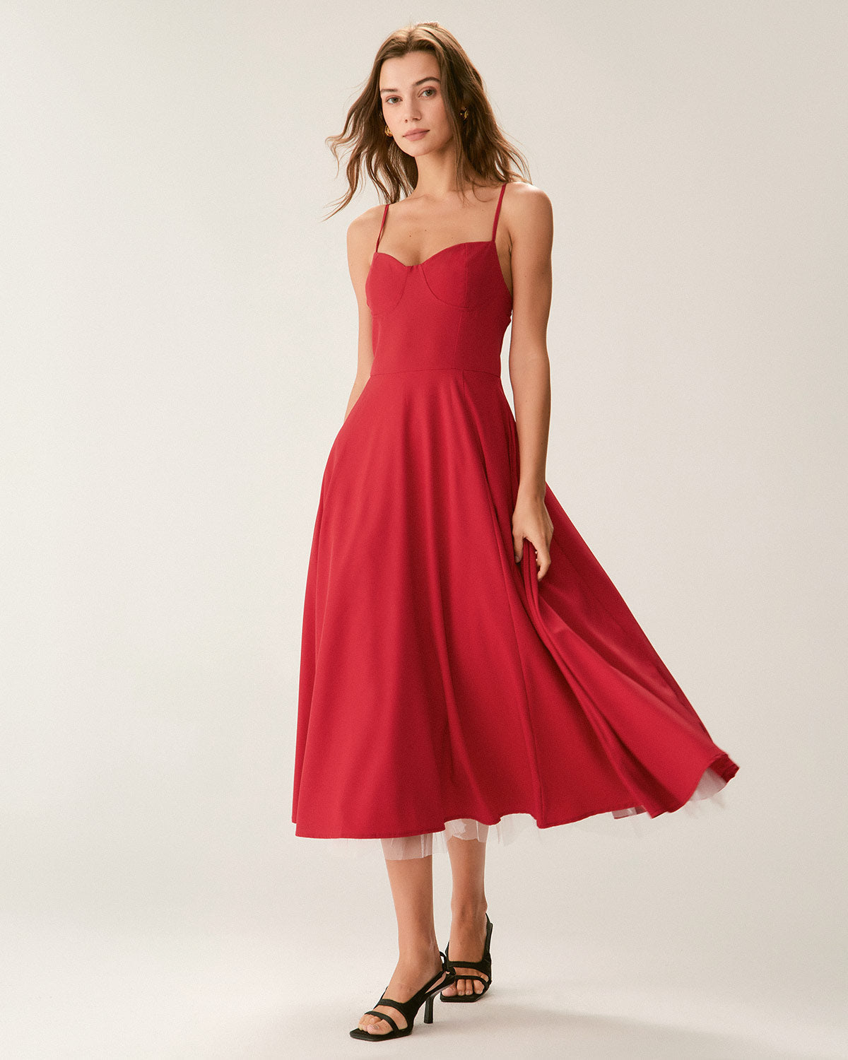Belltoile Kırmızı Kalp Yaka Slip Maxi Elbise