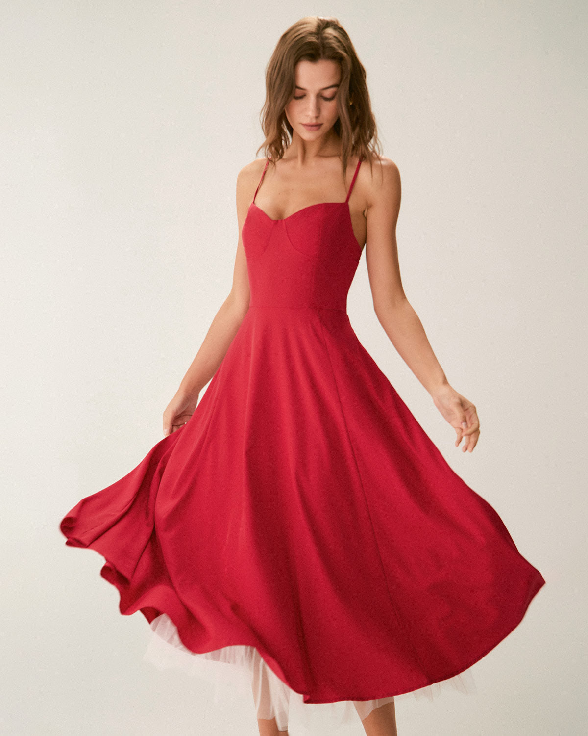 Belltoile Kırmızı Kalp Yaka Slip Maxi Elbise