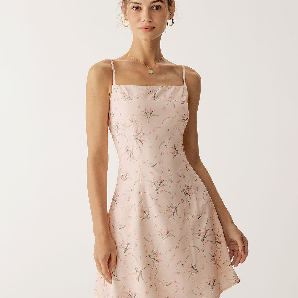 Belltoile™ Pembe Çiçekli A Kesim Slip Mini Elbise
