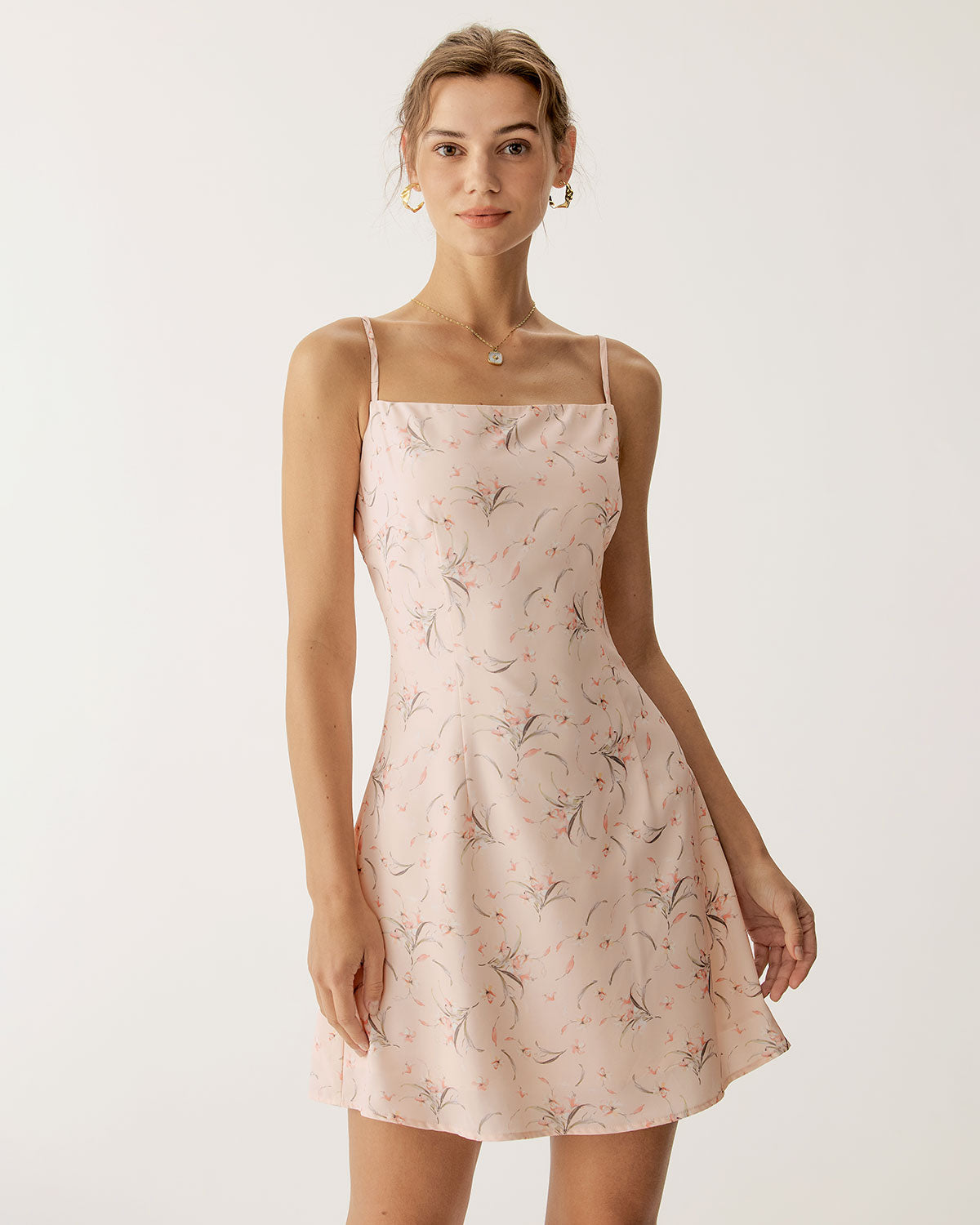 Belltoile™ Pembe Çiçekli A Kesim Slip Mini Elbise
