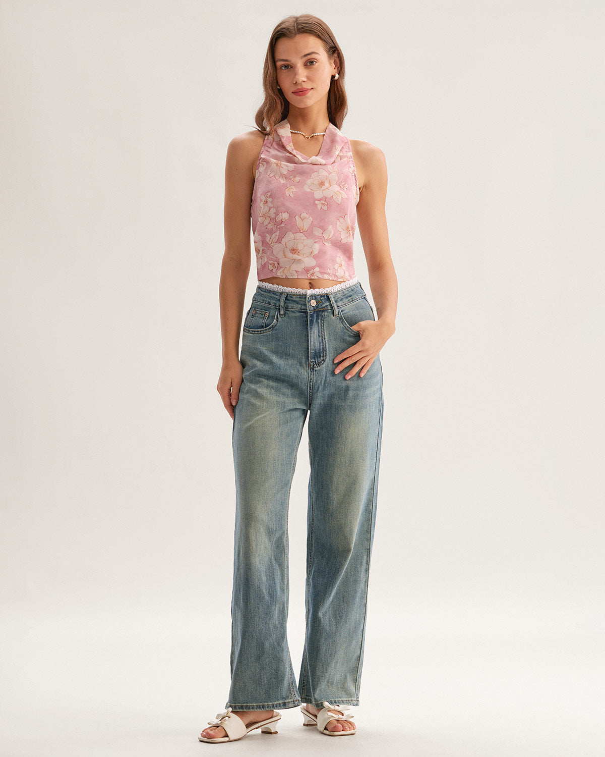 Belltoile™ Pembe Çiçekli Kısa Bluz