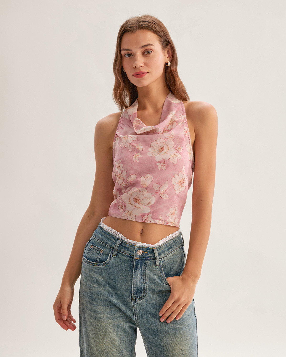 Belltoile™ Pembe Çiçekli Kısa Bluz