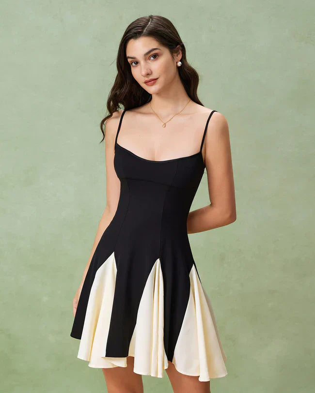 Belltoile Siyah Kontrast Slip Mini Elbise