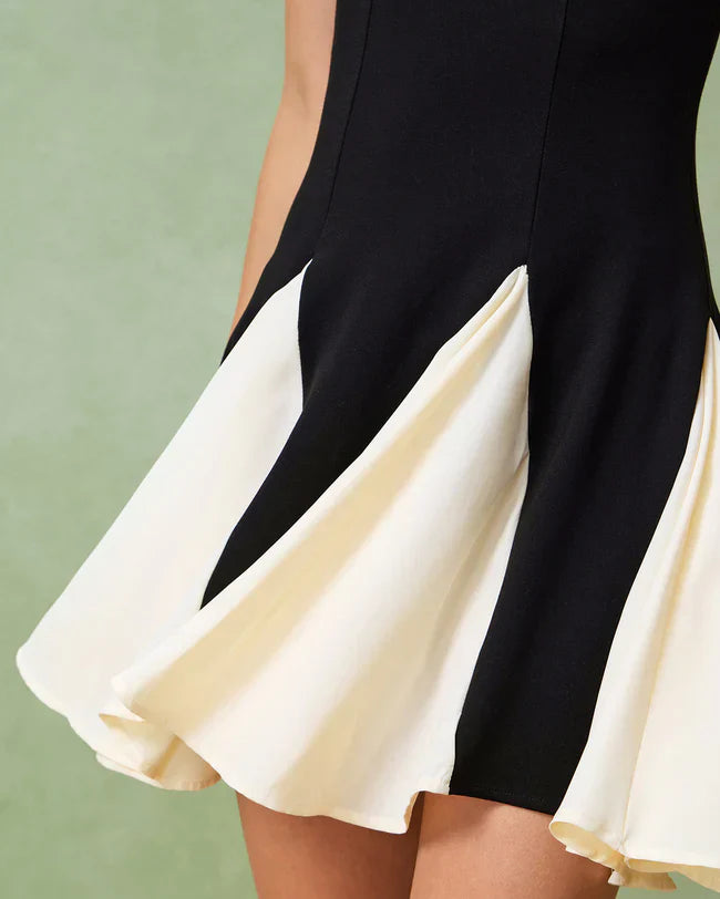 Belltoile Siyah Kontrast Slip Mini Elbise