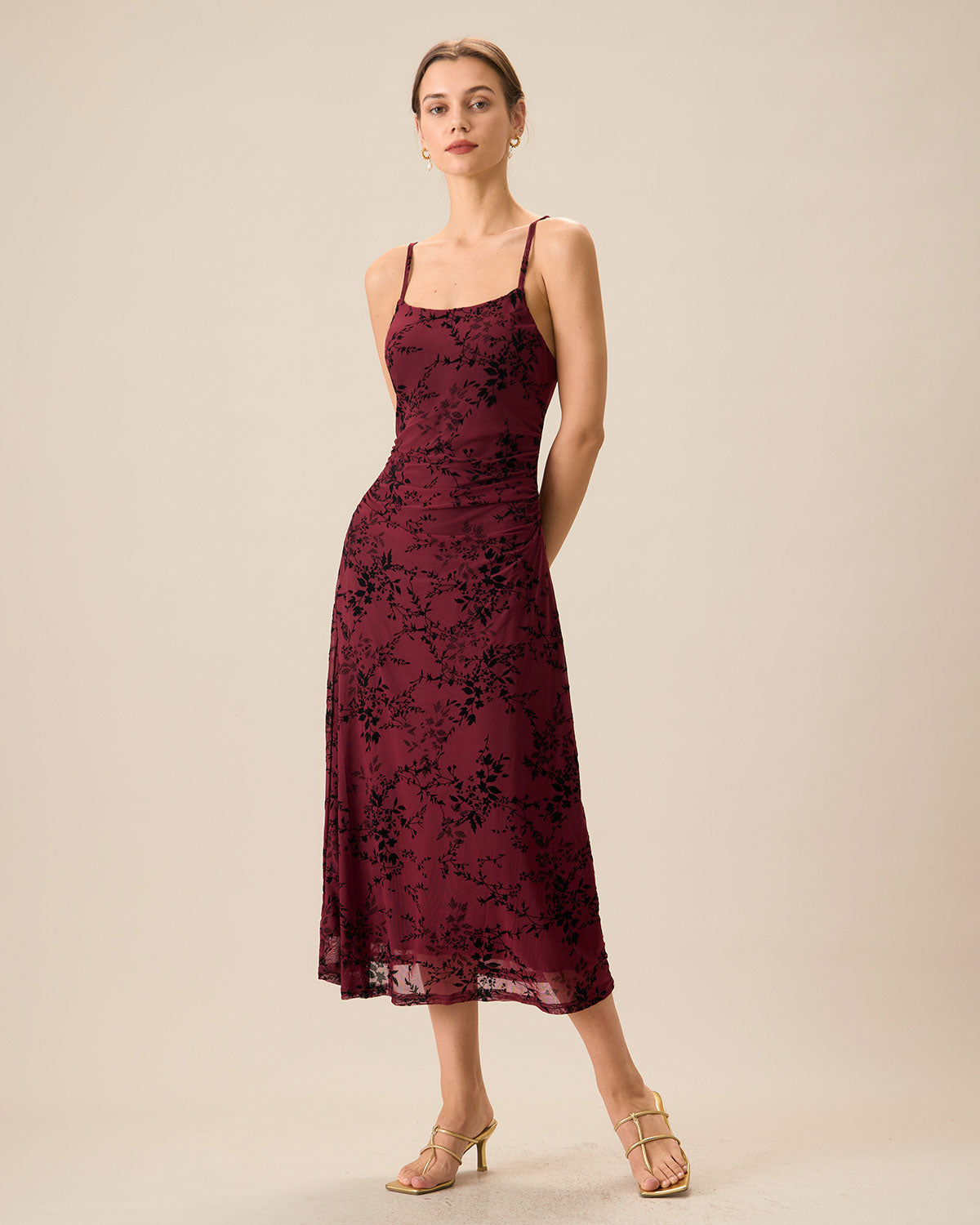 Belltoile Kırmızı Çiçekli Bodycon Slip Midi Elbise