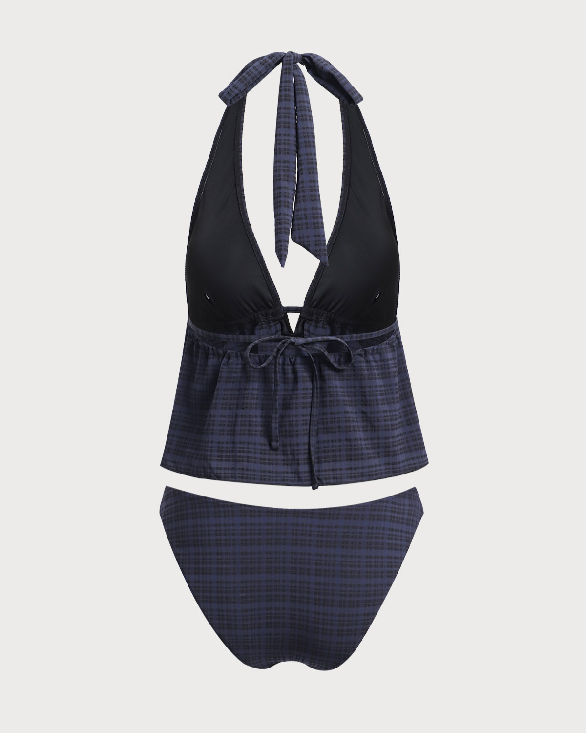 Belltoile™ Siyah Derin V Yaka Ekose Tankini Mayo