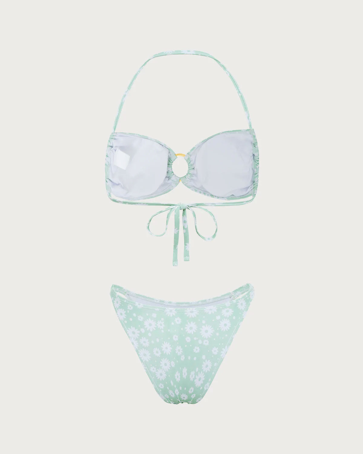 Belltoile™ Yeşil Çiçekli O-Ringli Halter Bikini Seti