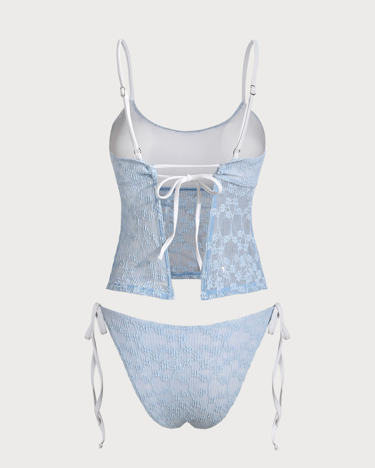 Belltoile™ Mavi Dantelli Kontrast Tankini Mayo