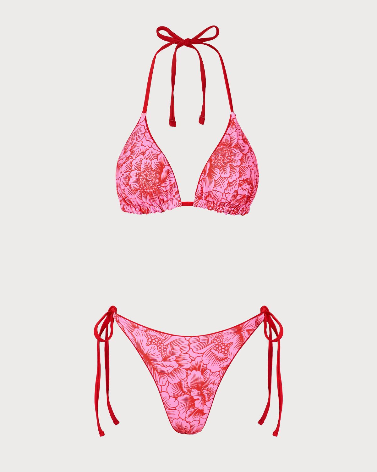 Belltoile™ Kırmızı Çiçekli Çift Taraflı Bikini Takımı