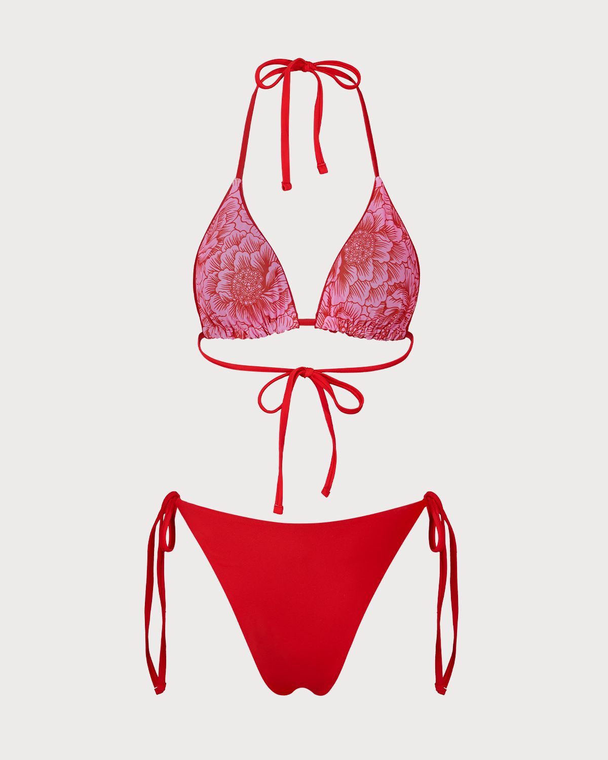 Belltoile™ Kırmızı Çiçekli Çift Taraflı Bikini Takımı