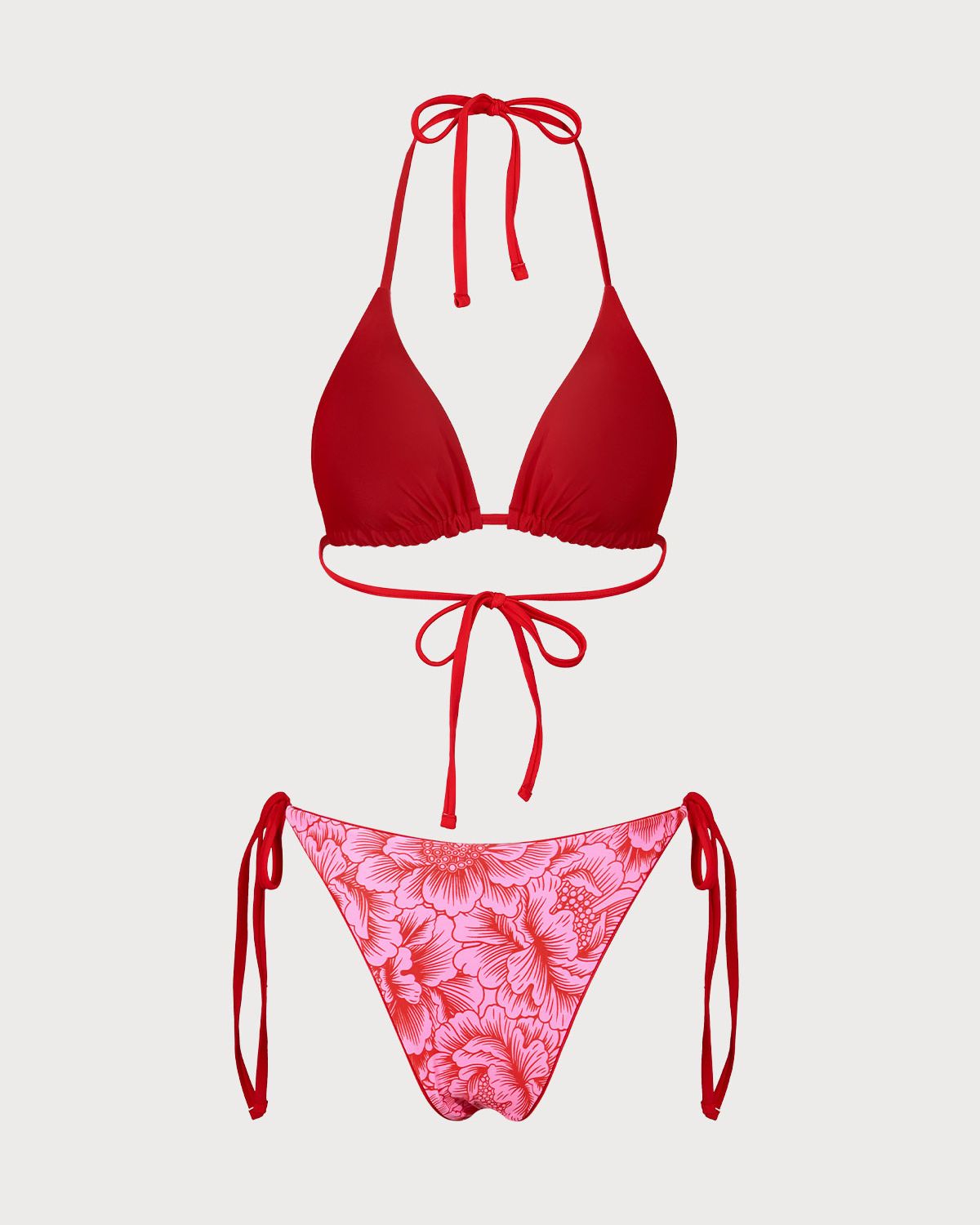 Belltoile™ Kırmızı Çiçekli Çift Taraflı Bikini Takımı