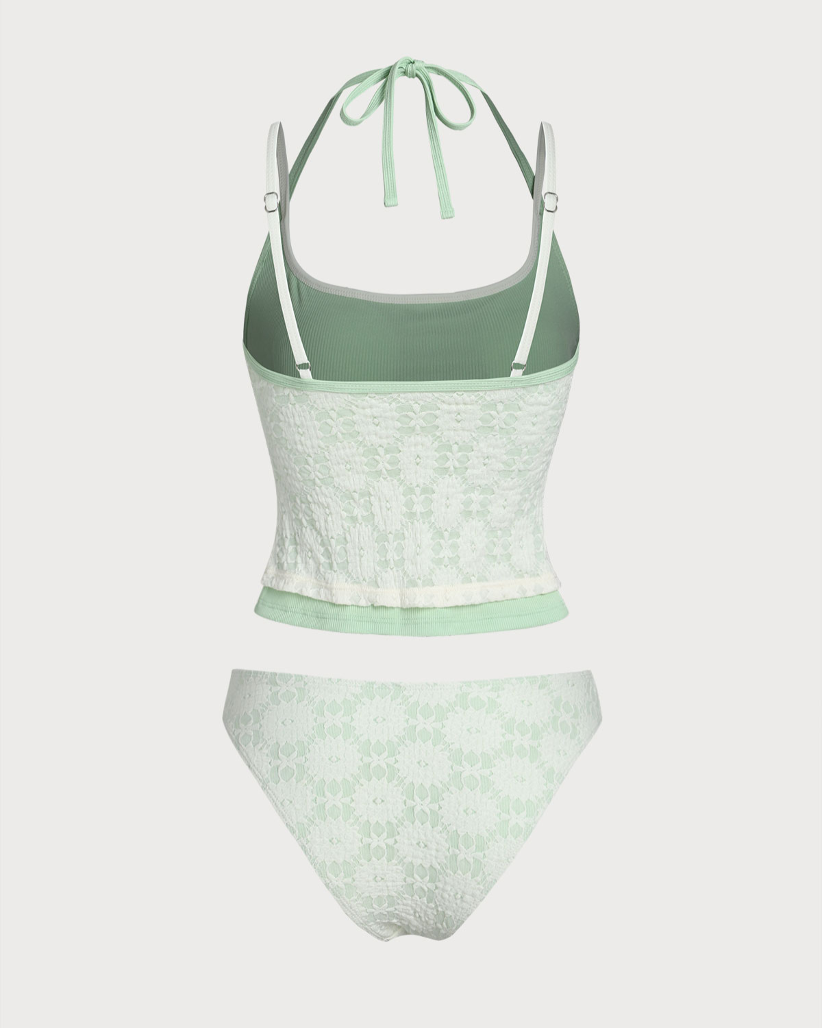 Belltoile™ Yeşil Kontrast Dantelli Tankini Mayo